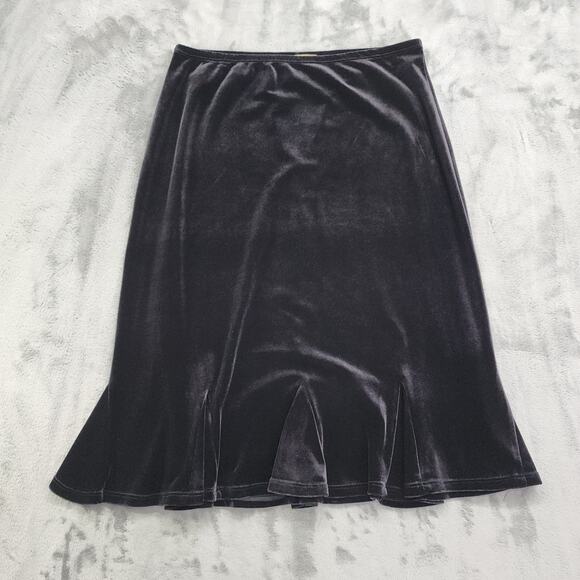 Vintage Notations Skirt Size PS Black Velvet Pull On Ruffled Hem Stretch Preppy - Picture 1 of 7